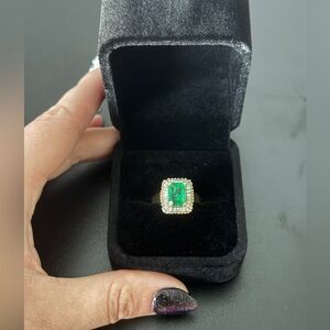 1.42 ct. t.w. Emerald and 1/2 ct. t.w. Diamond Ring in 14K Yellow Gold